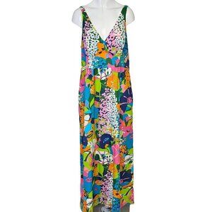 Tori Richard Honolulu Multi Color Floral 100% Cotton Long Dress Size 12 Hawaiian